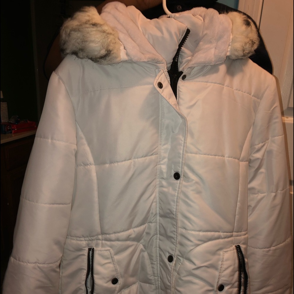 Fur hooded coat